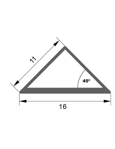 Perfil de aluminio triangular (45º) de esquina 2 metros, 16x11mm (LM3050)