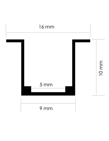 Perfil de aluminio para neón LED 24V/220V con alas 2 metros, 16x10mm (LM3054)