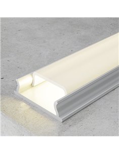 Perfil de superficie para tiras LED FLEXIBLE aluminio con difusor y accesorios 2 metros, 18x7mm