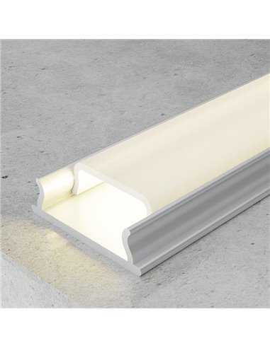 Perfil de superficie para tiras LED FLEXIBLE aluminio con difusor y accesorios 2 metros, 18x7mm