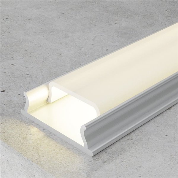 Perfil de superficie para tiras LED FLEXIBLE aluminio con difusor y accesorios 2 metros, 18x7mm