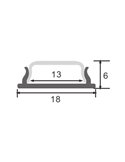 Perfil de superficie para tiras LED FLEXIBLE aluminio con difusor y accesorios 2 metros, 18x7mm