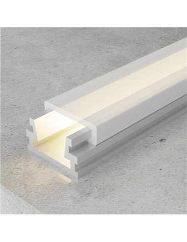 Perfil superficie para tiras LED SLIM aluminio con difusor y accesorios 2 metros, 12x7,5mm