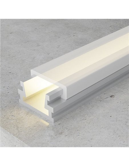 Perfil superficie para tiras LED SLIM aluminio con difusor y accesorios 2 metros, 12x7,5mm