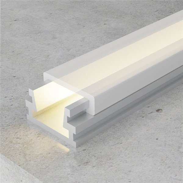 Perfil superficie para tiras LED SLIM aluminio con difusor y accesorios 2 metros, 12x7,5mm