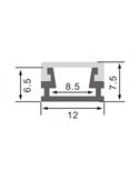 Perfil superficie para tiras LED SLIM aluminio con difusor y accesorios 2 metros, 12x7,5mm