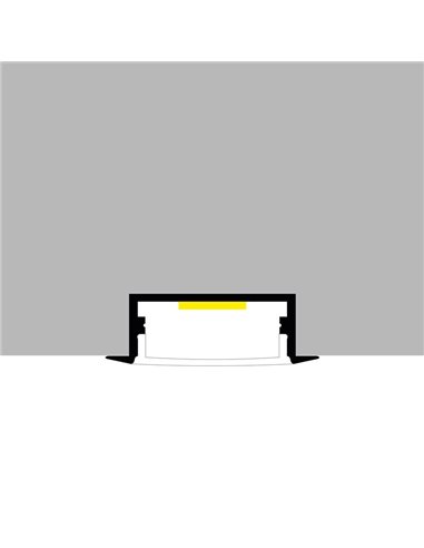 Perfil empotrable para tiras LED LONG aluminio con difusor y accesorios 2 metros, 30,3x9,8mm