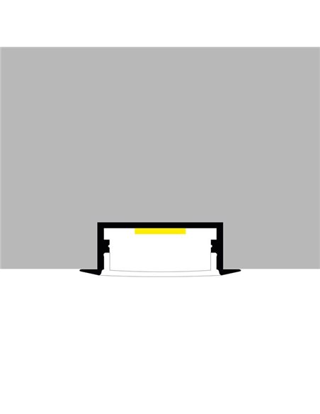 Perfil embutido para fitas de LED longas, em alumínio com difusor e acessórios, 2 metros, 30,3 x 9,8 mm