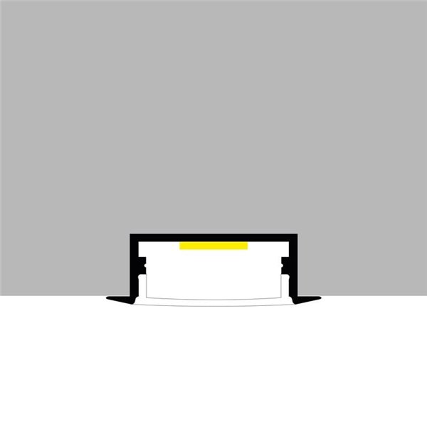 Perfil embutido para fitas de LED longas, em alumínio com difusor e acessórios, 2 metros, 30,3 x 9,8 mm