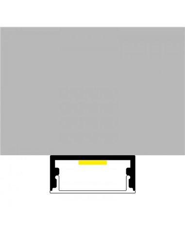 Perfil de alumínio MINIM para fitas de LED com difusor e acessórios, 2 metros, 23,5 x 9,8 mm