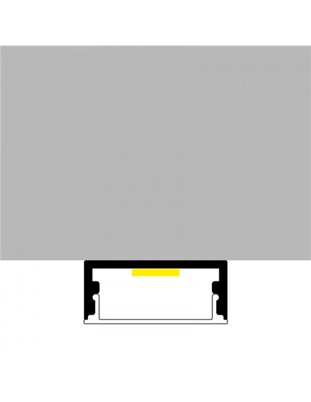 Perfil de alumínio MINIM para fitas de LED com difusor e acessórios, 2 metros, 23,5 x 9,8 mm