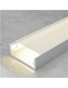 Perfil superficie para tiras LED MINIM aluminio con difusor y accesorios 2 metros, 23,5x9,8mm
