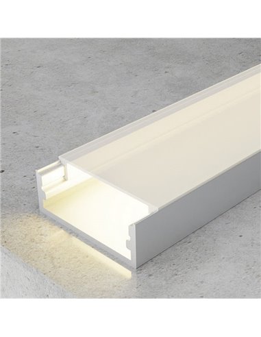 Perfil de alumínio MINIM para fitas de LED com difusor e acessórios, 2 metros, 23,5 x 9,8 mm