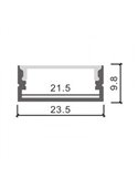Perfil superficie para tiras LED MINIM aluminio con difusor y accesorios 2 metros, 23,5x9,8mm