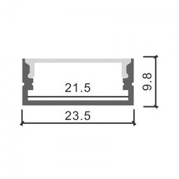 Perfil superficie para tiras LED MINIM aluminio con difusor y accesorios 2 metros, 23,5x9,8mm