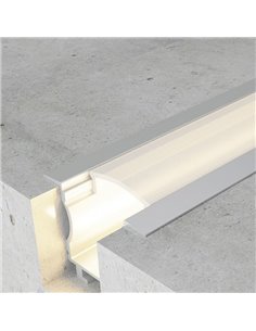 Profilé encastré pour rubans LED LIVE, en aluminium avec diffuseur et accessoires, 2 mètres, 24 x 19 mm