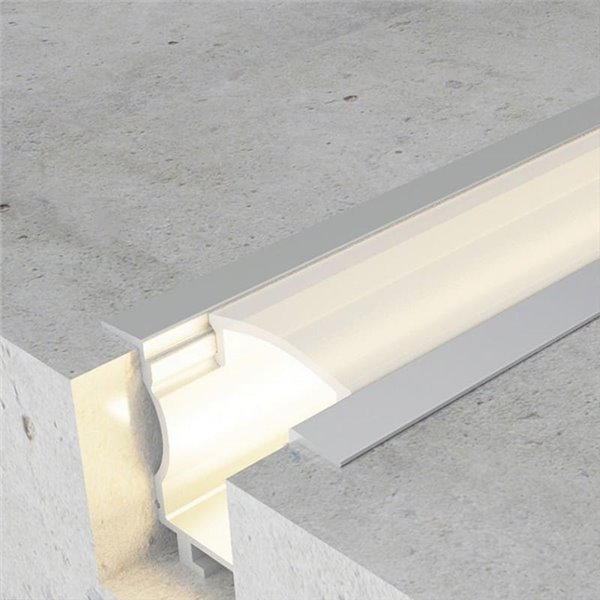 Perfil embutido para fitas de LED LIVE, em alumínio com difusor e acessórios, 2 metros, 24x19mm