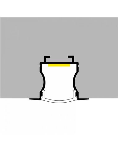 Perfil empotrable para tiras LED LIVE aluminio con difusor y accesorios 2 metros, 24x19mm