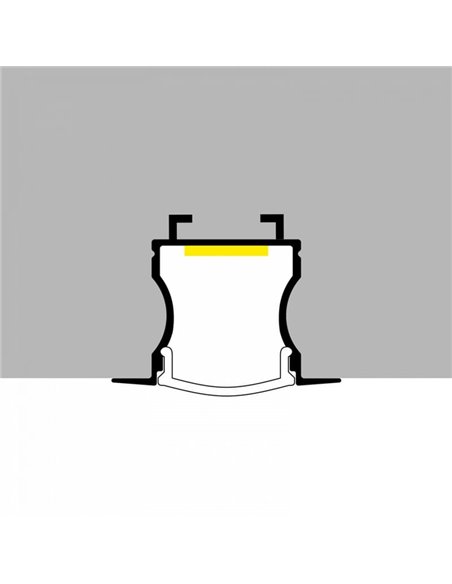 Perfil embutido para fitas de LED LIVE, em alumínio com difusor e acessórios, 2 metros, 24x19mm