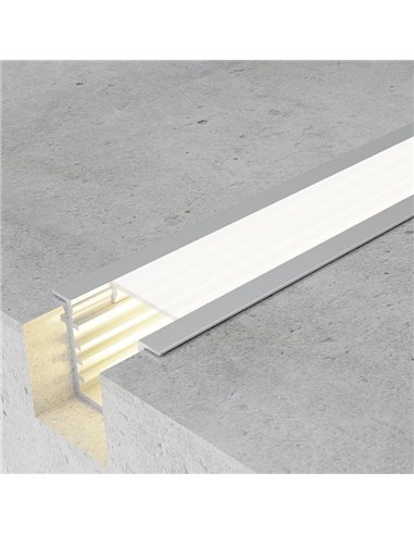 Perfil empotrable para tiras LED TUED aluminio con difusor y accesorios 2 metros, 23x14,5mm