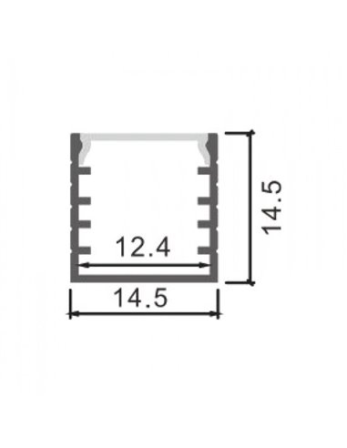 Perfil superficie para tiras LED JESF aluminio con difusor y accesorios 2 metros, 14,5x14,5mm