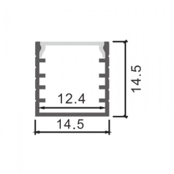 Perfil superficie para tiras LED JESF aluminio con difusor y accesorios 2 metros, 14,5x14,5mm