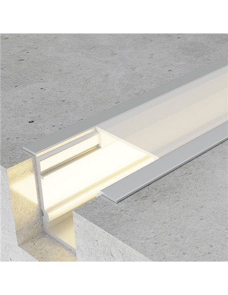 Perfil superficie para tiras LED SINCA aluminio con difusor y accesorios 2 metros, 19x8mm