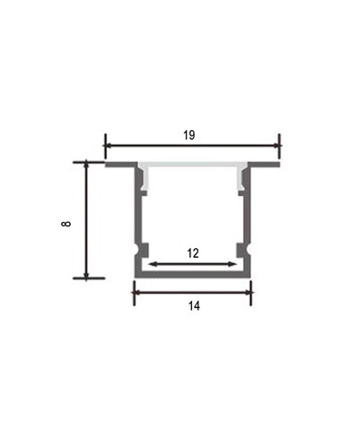 Perfil superficie para tiras LED SINCA aluminio con difusor y accesorios 2 metros, 19x8mm