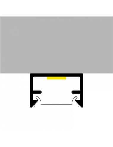Perfil superficie para tiras LED STRUSH aluminio con difusor y accesorios 2 metros, 8,8x14,4mm