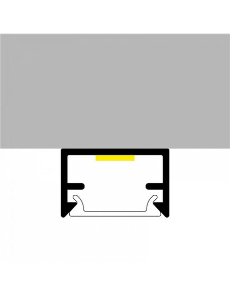 Perfil superficie para tiras LED STRUSH aluminio con difusor y accesorios 2 metros, 8,8x14,4mm