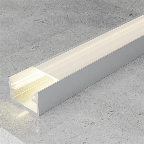 Perfil superficie para tiras LED STRUSH aluminio con difusor y accesorios 2 metros, 8,8x14,4mm