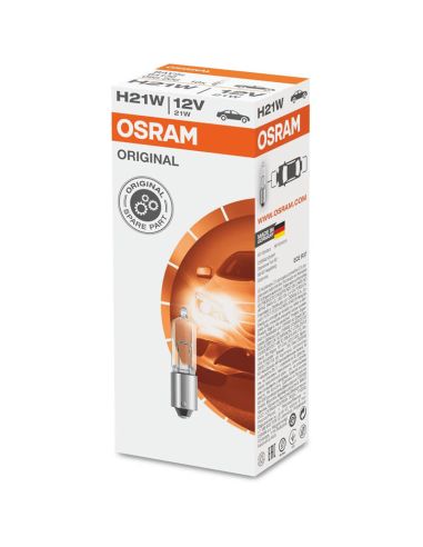 Ampoule OSRAM H21W BAY9s 12V d'origine avec culot métallique – Pièce de rechange d'origine pour la signalisation