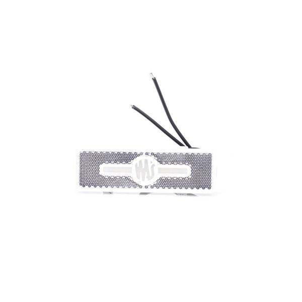 Galibo delantero LED y reflectante rectangular blanco con logo luminoso was y soportes 12V-24V A IA W254