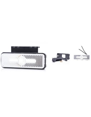 Soportes Galibo delantero LED y reflectante rectangular blanco con logo luminoso was y soportes 12V-24V A IA W254