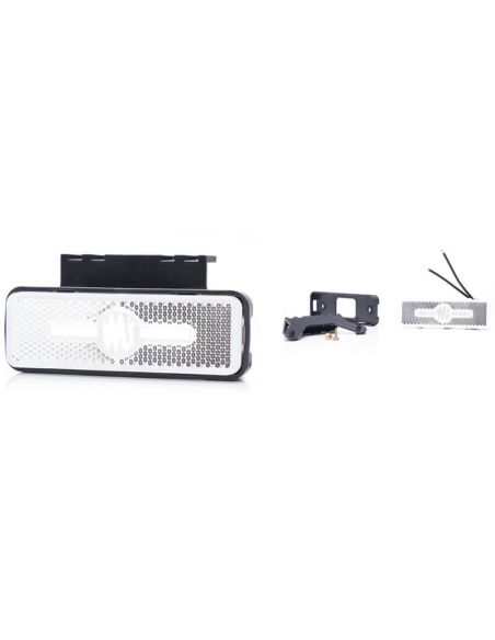 Soportes Galibo delantero LED y reflectante rectangular blanco con logo luminoso was y soportes 12V-24V A IA W254