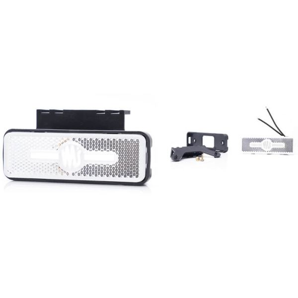 Soportes Galibo delantero LED y reflectante rectangular blanco con logo luminoso was y soportes 12V-24V A IA W254