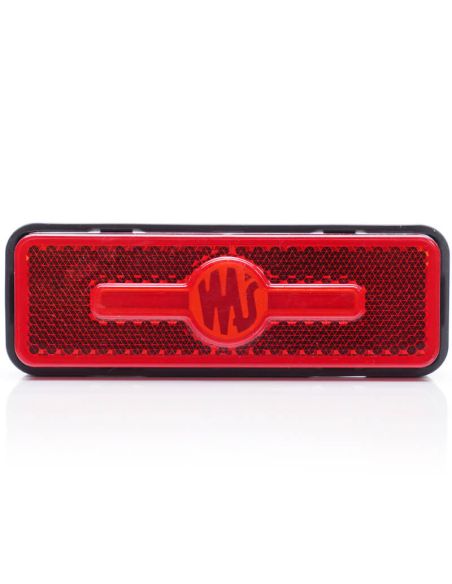 Galibo trasero LED y reflectante rectangular rojo con logo luminoso was y soportes 12V-24V R1 IA W254