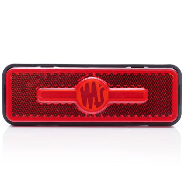 Galibo trasero LED y reflectante rectangular rojo con logo luminoso was y soportes 12V-24V R1 IA W254