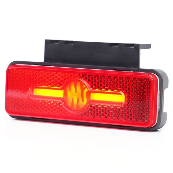 Galibo trasero LED y reflectante rectangular rojo con logo luminoso was y soportes 12V-24V R1 IA W254