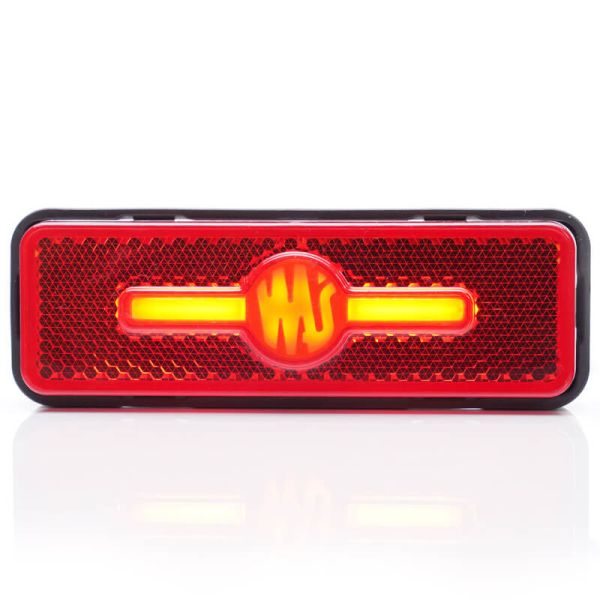 Galibo trasero LED y reflectante rectangular rojo con logo luminoso was y soportes 12V-24V R1 IA W254