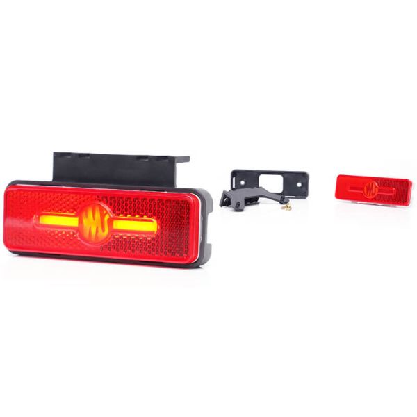 Soportes Galibo trasero LED y reflectante rectangular rojo con logo luminoso was y soportes 12V-24V R1 IA W254