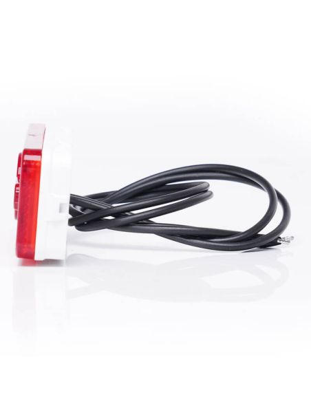 Luz de posição lateral traseira em LED e refletor retangular vermelho com logotipo iluminado e suportes de 12V-24V R1 IA W254