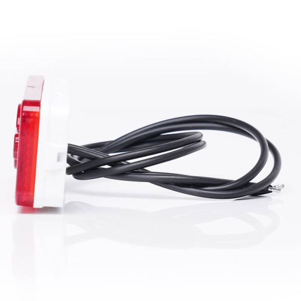 Lateral Galibo trasero LED y reflectante rectangular rojo con logo luminoso was y soportes 12V-24V R1 IA W254