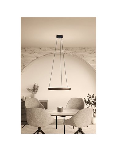 Lámpara colgante LED con control por gestos TRABUCO Ø550mm 19W 2650Lm CCT regulable negro/bronce
