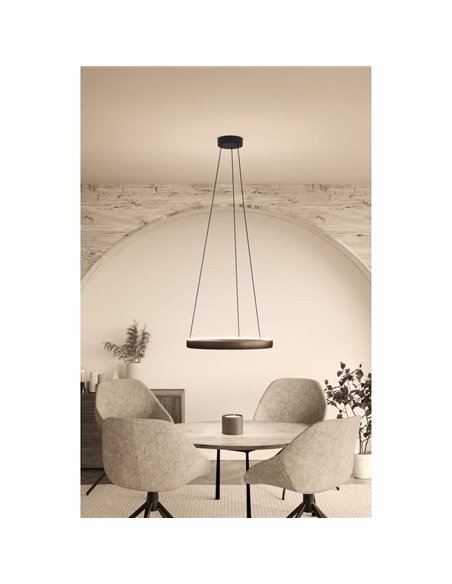 Lámpara colgante LED con control por gestos TRABUCO Ø550mm 19W 2650Lm CCT regulable negro/bronce