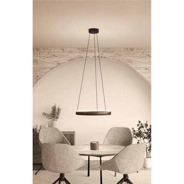 Lámpara colgante LED con control por gestos TRABUCO Ø550mm 19W 2650Lm CCT regulable negro/bronce