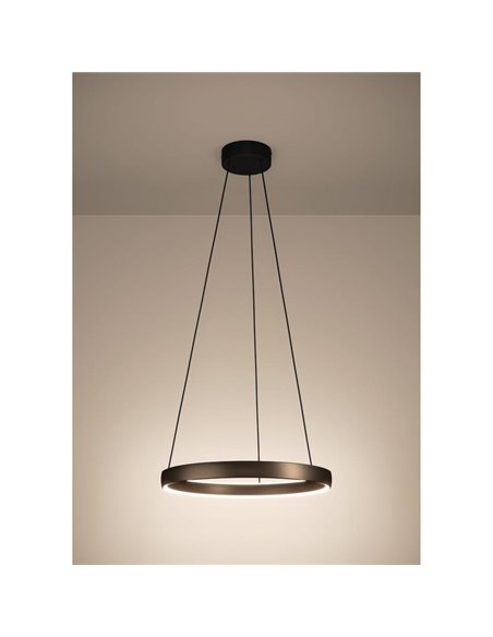 Luminária pendente TRABUCO LED com controle por gestos Ø550mm 19W 2650lm CCT dimerizável preta/bronze