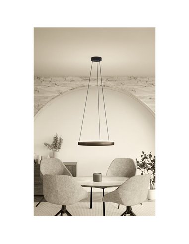 Lámpara colgante LED con control por gestos TRABUCO Ø800mm 25W 3860 lm CCT regulable negro/marrón