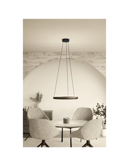 Luminária pendente TRABUCO LED com controle por gestos Ø800mm 25W 3860 lm CCT dimerizável preto/marrom