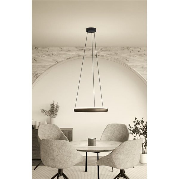Lámpara colgante LED con control por gestos TRABUCO Ø800mm 25W 3860 lm CCT regulable negro/marrón